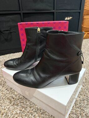 Tory Burch Laila Booties- Black Leather